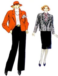 9386 VOGUE 1985 COLLAR JACKET, SLIT SKIRT, PANTS PATTERN 8-12 UNCUT